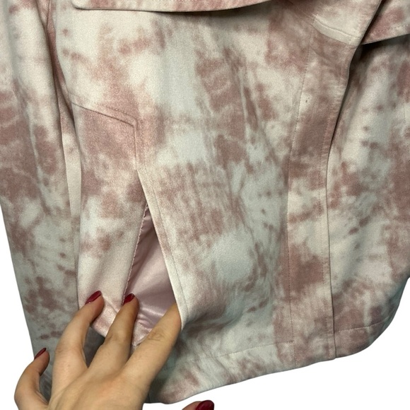 Bagatelle Faux Suede Tie-Dye Moto Jacket Women's Dusty Rose & White - Picture 3 of 6